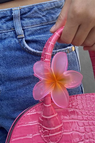 Mat Pembe Renk Lotus Çiçek Parlak Akrilik Kadın Mandal Toka