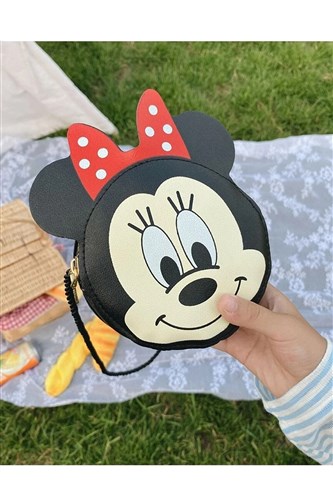 Minnie Mouse Siyah Çocuk Deri Çanta 12cm