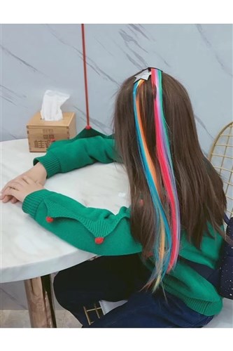 Gümüş Yıldız Figürlü Renkli Saçlı Çocuk Pens Toka