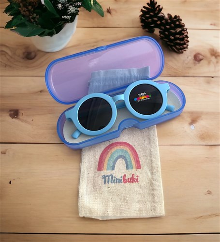 minibuki Şeffaf Kutu Içerisinde Mavi Renkli Uv Korumalı Çocuk Güneş Gözlüğü (GÖZLÜK KILIFI HEDİYE)