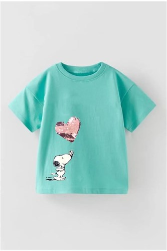 Orijinal Marka Snoopy Baskılı Pul Detaylı Çocuk T-shirt